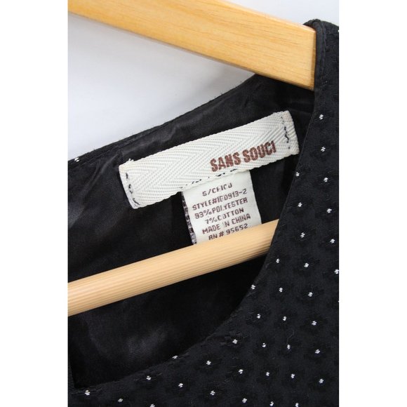 Sans Souci Fit & Flare Dress Womens Black Polka Dot Casual Sleeveless Size Small - Picture 7 of 10